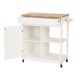 Glitzhome Kitchen Cart with Drawer Door Rubber Wooden Kitchen Island Storage Table