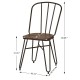 Glitzhome Industrial Steel Hairpin Leg Chair with Elm Wood Seat, Set of 2