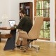 Glitzhome Adjustable High-Back Office Chair Executive Swivel Chair PU Leather, Camel