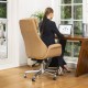 Glitzhome Adjustable High-Back Office Chair Executive Swivel Chair PU Leather, Camel