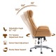 Glitzhome Adjustable High-Back Office Chair Executive Swivel Chair PU Leather, Camel