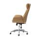 Glitzhome Adjustable High-Back Office Chair Executive Swivel Chair PU Leather, Camel