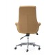 Glitzhome Adjustable High-Back Office Chair Executive Swivel Chair PU Leather, Camel