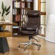 Glitzhome High-Back Adjustable Bonded Leather Executive Swivel Office Chair, Coffee