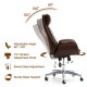 Glitzhome High-Back Adjustable Bonded Leather Executive Swivel Office Chair, Coffee