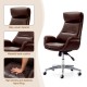 Glitzhome High-Back Adjustable Bonded Leather Executive Swivel Office Chair, Coffee