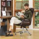 Glitzhome High-Back Adjustable Bonded Leather Executive Swivel Office Chair, Coffee