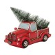 Glitzhome Christmas Table Decor Ornaments 12.52"L Red Truck With Lighted Tree