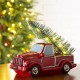 Glitzhome Christmas Table Decor Ornaments 12.52"L Red Truck With Lighted Tree