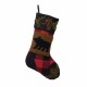 Glitzhome Plaid Stocking with Rug Hooked Bear