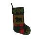 Glitzhome Plaid Stocking with Rug Hooked Bear