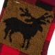 Glitzhome 19" Handmade Plaid Hooked Rug Reindeer Christmas Stocking