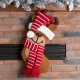 Glitzhome 19"L Handmade Hooked 3D Reindeer Christmas Stocking