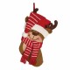 Glitzhome 19"L Handmade Hooked 3D Reindeer Christmas Stocking