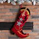 Glitzhome 19" Handmade Hooked Red Boot Christmas Stocking
