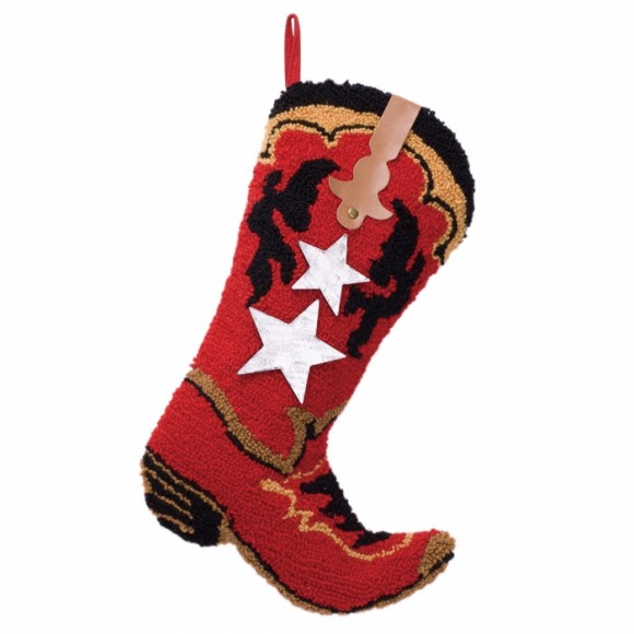 Glitzhome 19" Handmade Hooked Red Boot Christmas Stocking