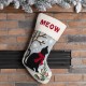 Glitzhome 19" Handmade Hooked Cat Christmas Stocking