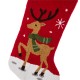 Glitzhome 19 Inch Handmade Hooked Reindeer Christmas Stocking