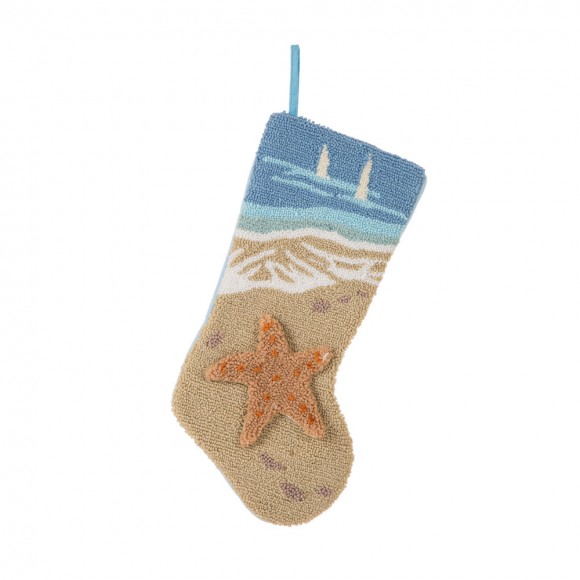 Glitzhome Handmade Hooked 3D Starfish Christmas Stocking