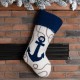 Glitzhome Handmade Nautical Hooked Anchor Christmas Stocking