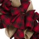 Glitzhome 18.9"D Plaid Fabric Wreath Holiday Wall or Door Decor