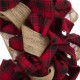 Glitzhome 18.9"D Plaid Fabric Wreath Holiday Wall or Door Decor