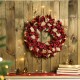 Glitzhome 18.9"D Plaid Fabric Wreath Holiday Wall or Door Decor