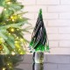 Glitzhome 11.61"H Green Striped Table Decor Glass Christmas Tree