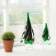 Glitzhome 11.61"H Green Striped Table Decor Glass Christmas Tree