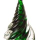 Glitzhome Striped Table Decor Glass Christmas Tree, 7.9" H, Green