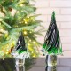 Glitzhome Striped Table Decor Glass Christmas Tree, 7.9" H, Green