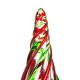 Glitzhome 11.61"H Red/Green Table Decor Striped Glass Christmas Tree