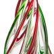 Glitzhome 11.61"H Red/Green Table Decor Striped Glass Christmas Tree