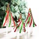 Glitzhome 11.61"H Red/Green Table Decor Striped Glass Christmas Tree