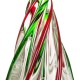 Glitzhome 9.8"H Red/Green Striped Table Decor Glass Christmas Tree