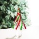 Glitzhome 9.8"H Red/Green Striped Table Decor Glass Christmas Tree