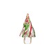 Glitzhome 7.87"H Red/Green Striped Table Decor Glass Christmas Tree