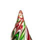 Glitzhome 7.87"H Red/Green Striped Table Decor Glass Christmas Tree