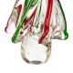 Glitzhome 7.87"H Red/Green Striped Table Decor Glass Christmas Tree