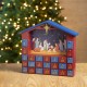 Glitzhome Handcrafted Wooden House Nativity Countdown Calendar With Drawer