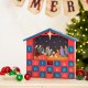 Glitzhome Handcrafted Wooden House Nativity Countdown Calendar With Drawer