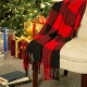 Glitzhome Plaid Check Tassel Throw Blanket, 50" x 60", Red