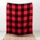 Glitzhome Plaid Check Tassel Throw Blanket, 50" x 60", Red