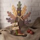 Glitzhome Burlap Wooden Turkey Decor for Thanksgiving