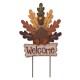 Glitzhome Burlap Wooden Autumn Turkey Welcome Sign or Yard Stake