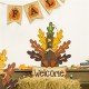 Glitzhome Burlap Wooden Autumn Turkey Welcome Sign or Yard Stake