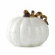 Glitzhome 7.09"H Hand Blown Golden/White Glass Pumpkin Decor