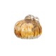 Glitzhome 5.91"D Hand Blown Amber Two-tone Crackle Glass Pumpkin Decor