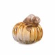 Glitzhome 5.91"D Hand Blown Amber Two-tone Crackle Glass Pumpkin Decor