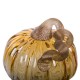 Glitzhome 5.91"D Hand Blown Amber Two-tone Crackle Glass Pumpkin Decor